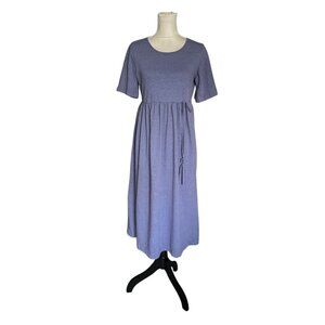 Vintage Coldwater Creek Purple Midi Dress Elastic Tie Waist Cottage Core PM READ
